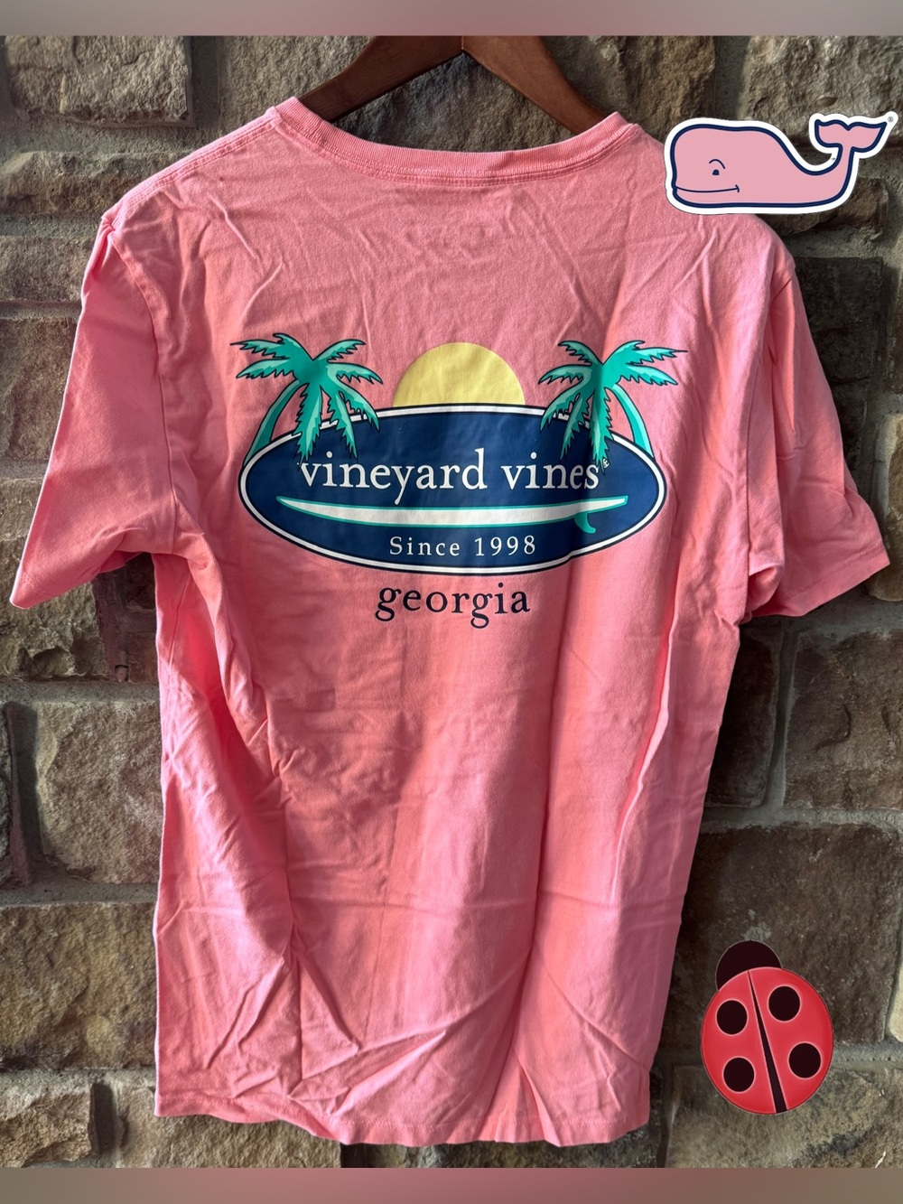 Vineyard Vines Pink Georgia Palm Sunset Tee XS men’s/Small Women’s